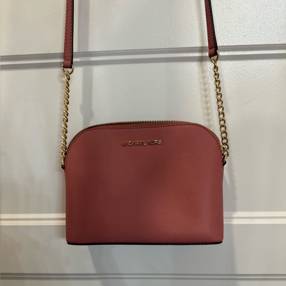 Michael Kors Dusty Rose Crossbody Bag with Gold Chain